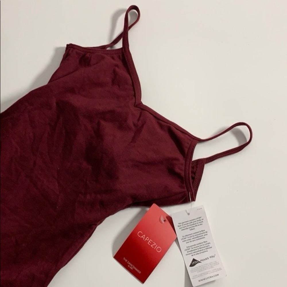 Burgundy V Neck Camisole Leotard from Capezio